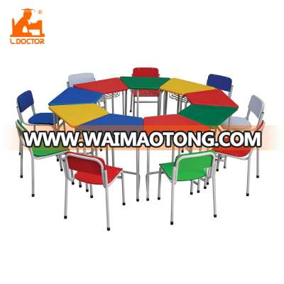 Modern combo kids furniture study table and chairs for classroom